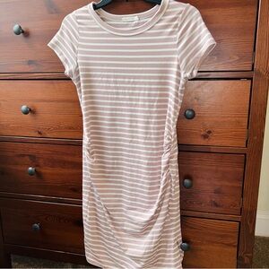 Heart & Hips Blush Striped Midi Maternity Dress
